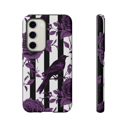 Striped Crows and Roses Tough Cases for iPhone Samsung Google PhonesPhone CaseVTZdesignsSamsung Galaxy S23MatteAccessoriescrowsGlossy
