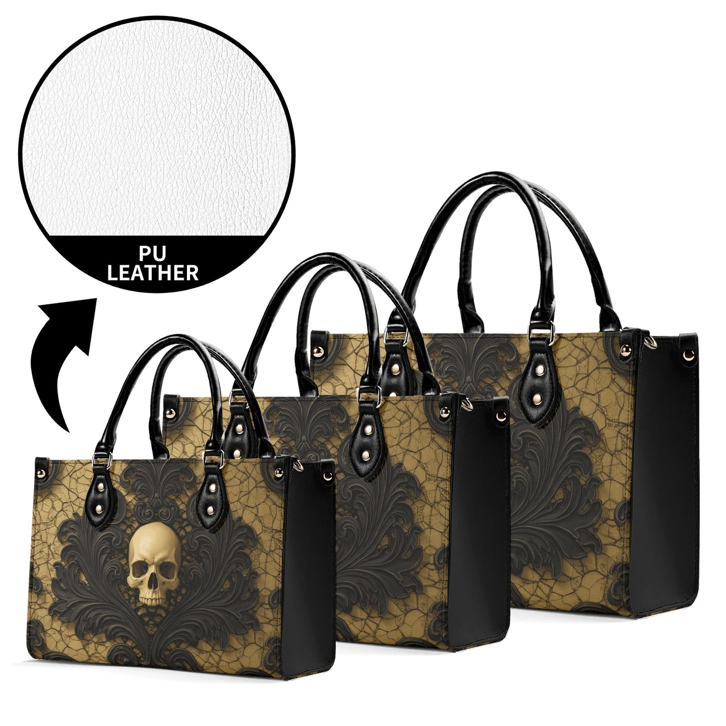 Baroque Damask Skull Handbag
