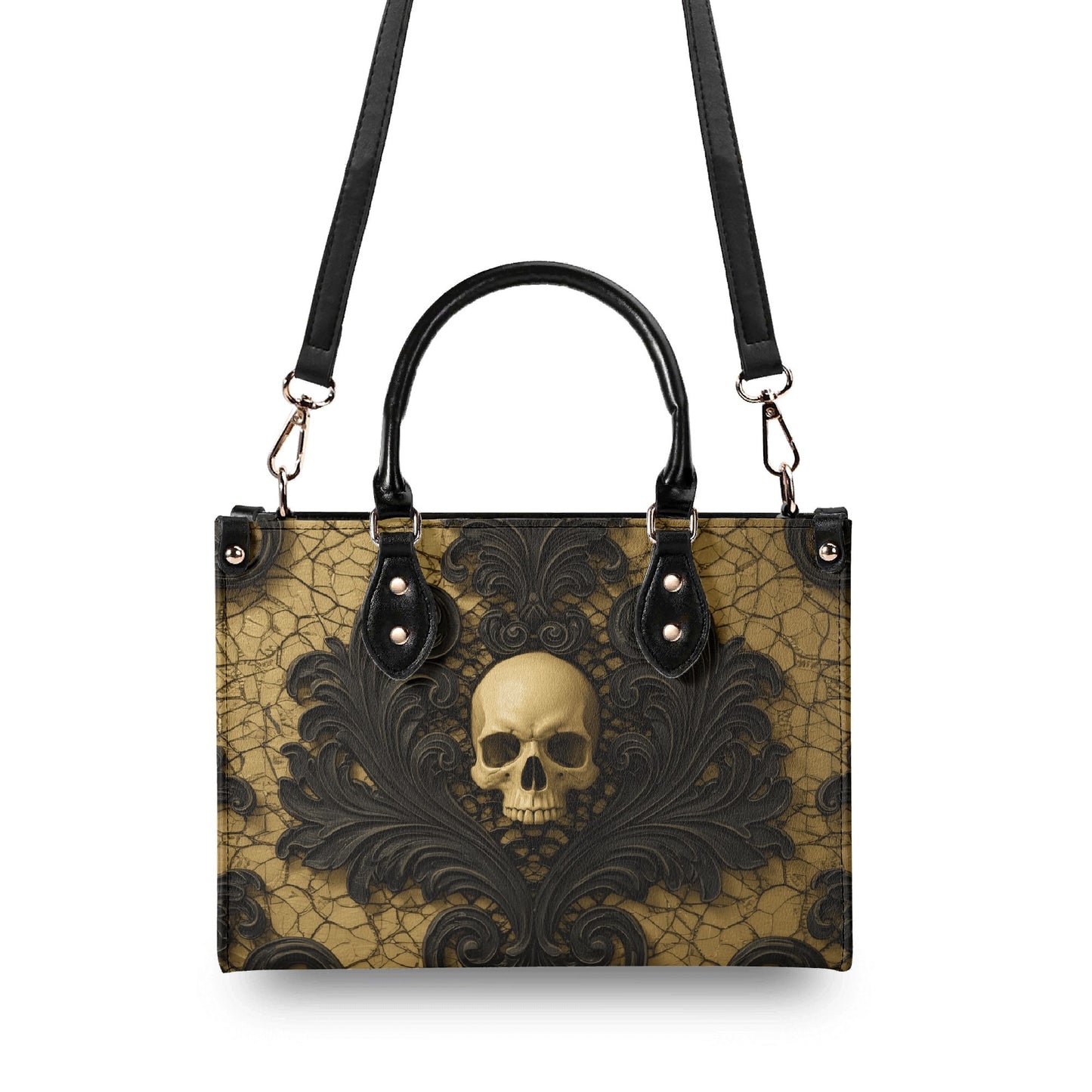 Baroque Damask Skull Handbag