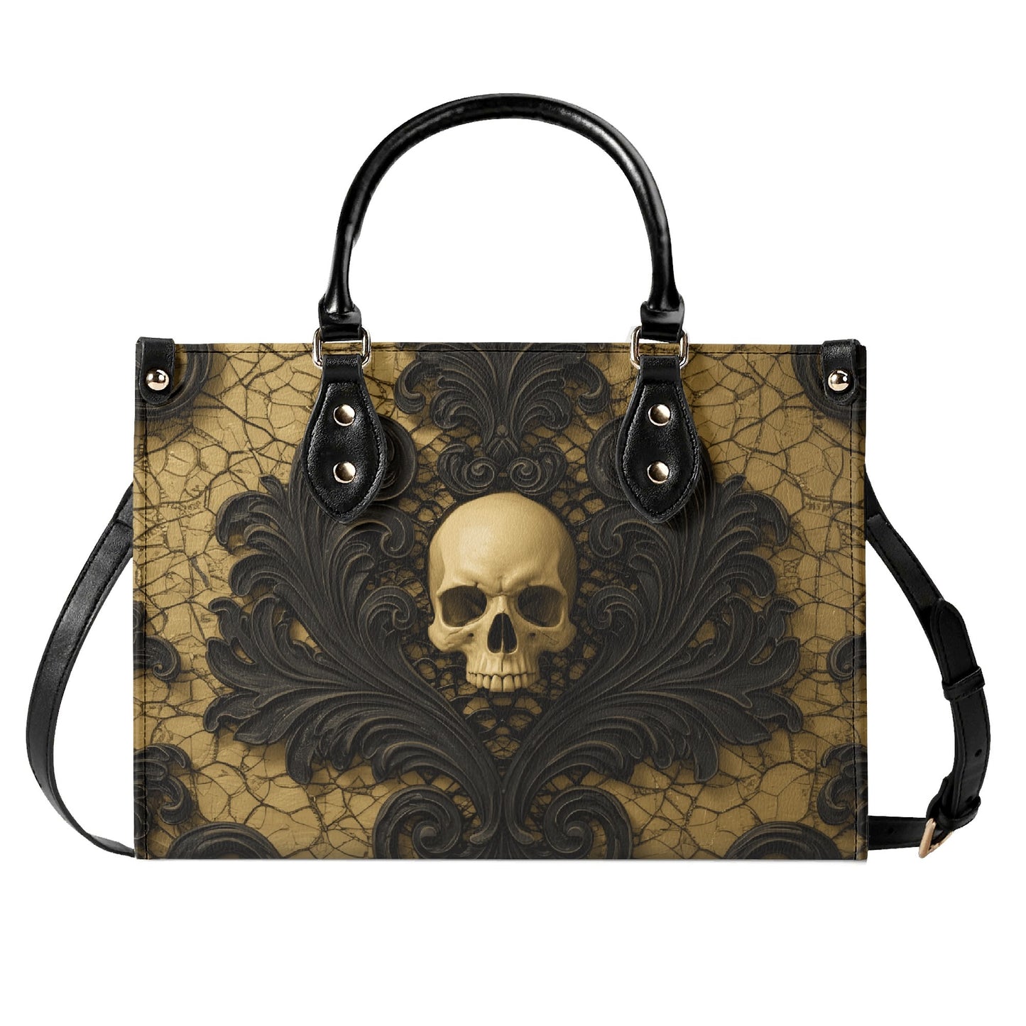 Baroque Damask Skull Handbag