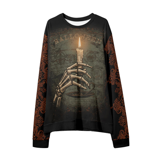 Skeleton Hand Holding Candle Halloween Sweater