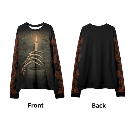 Skeleton Hand Holding Candle Halloween Sweater