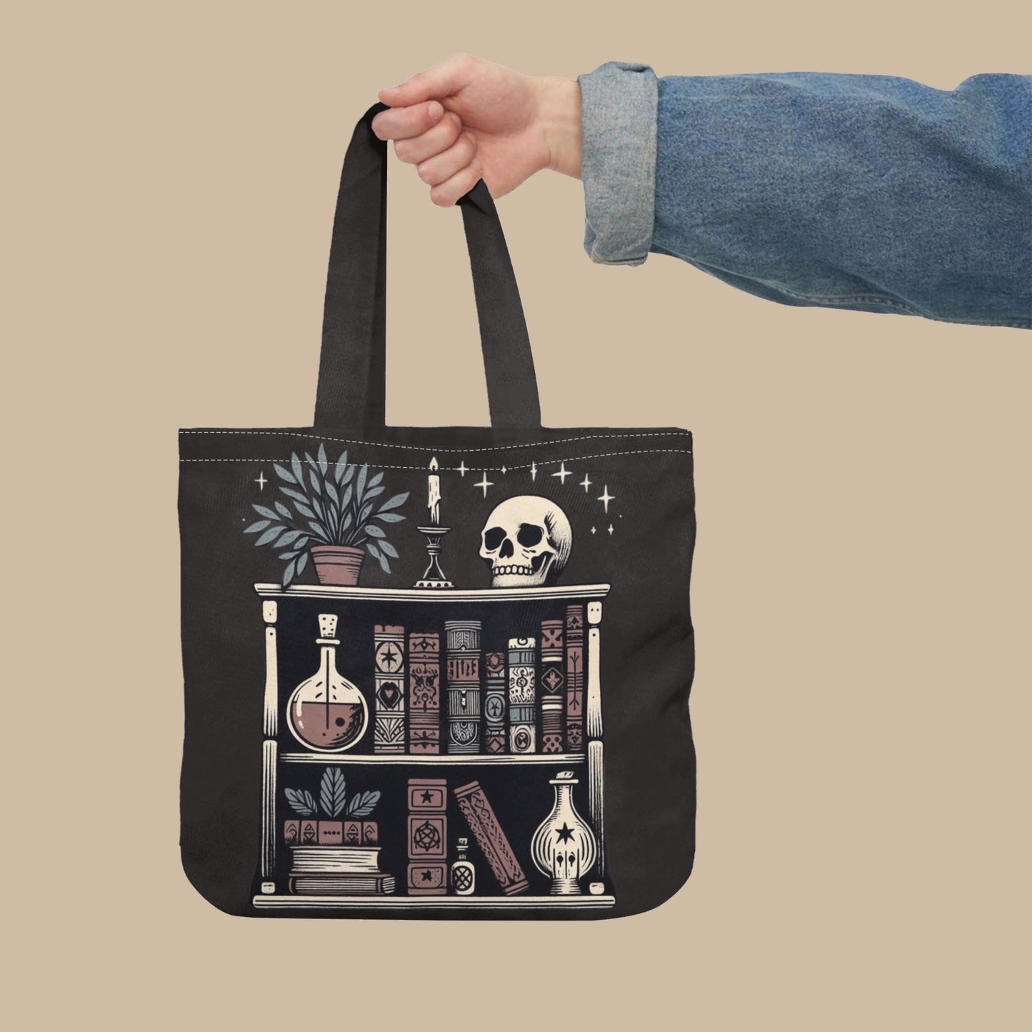 Witchy Bookshelf Tote Bag
