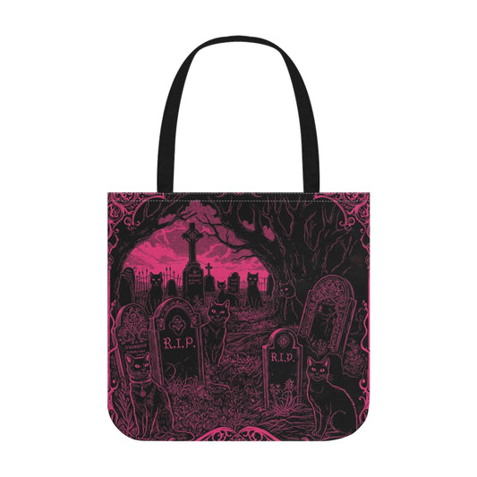 Black Cats In Pink Graveyard Tote Bag