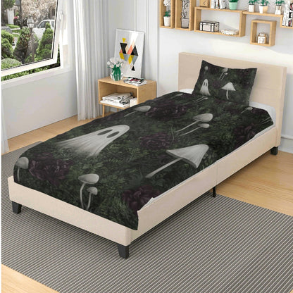 Ghost and Mushrooms Three Piece Bedding Set