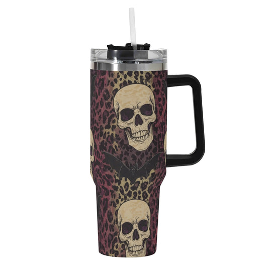 Skulls Bats and Leopard Print Tumbler 40 oz