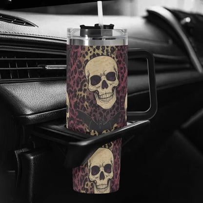 Skulls Bats and Leopard Print Tumbler 40 oz