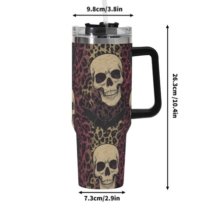 Skulls Bats and Leopard Print Tumbler 40 oz