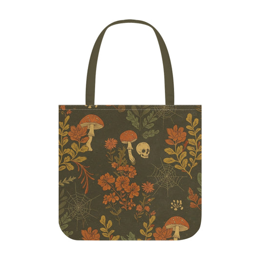Skulls Flowers and Mushrooms Tote Bag