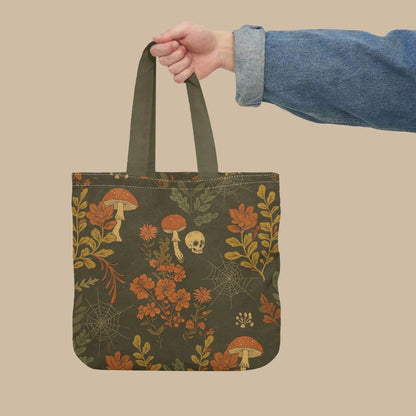 Skulls Flowers and Mushrooms Tote Bag