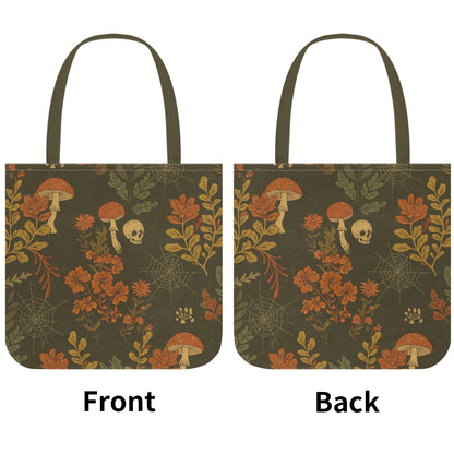 Skulls Flowers and Mushrooms Tote Bag