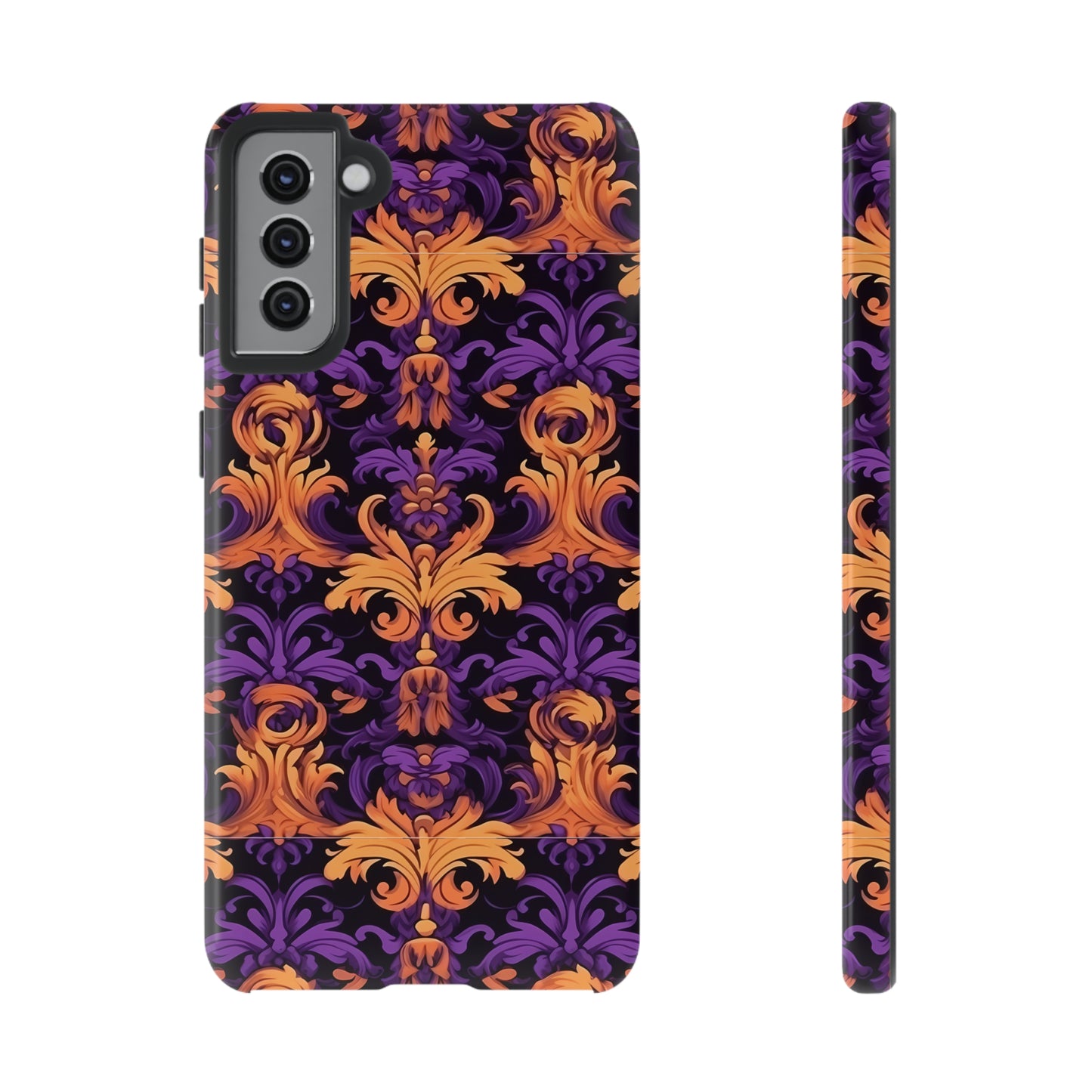 Purple and Orange Damask Tough Case for iPhone Samsung Google Phone