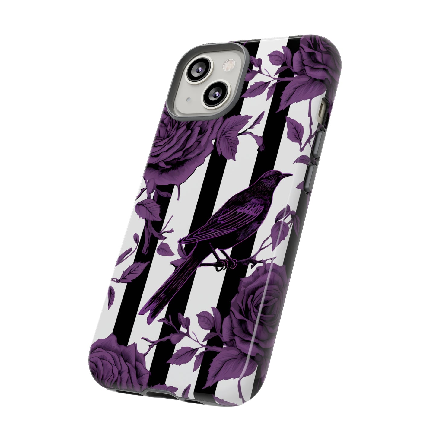 Striped Crows and Roses Tough Cases for iPhone Samsung Google PhonesPhone CaseVTZdesignsiPhone 8MatteAccessoriescrowsGlossy