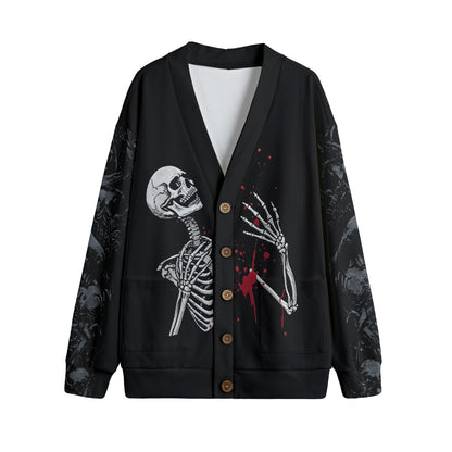 Spooky Skeleton V-neck Button Up Cardigan