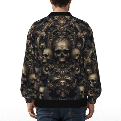 Baroque Skulls V-neck Knitted Fleece Cardigan