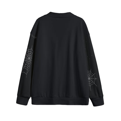 Ravens Moons and Spiderwebs V-neck Button Up Cardigan