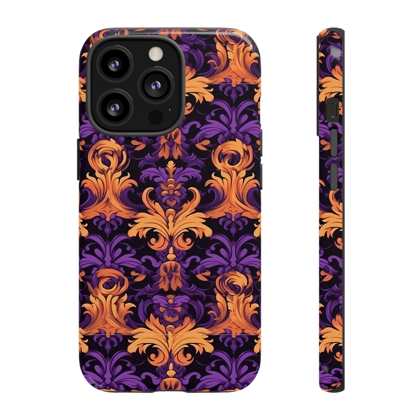 Purple and Orange Damask Tough Case for iPhone Samsung Google Phone