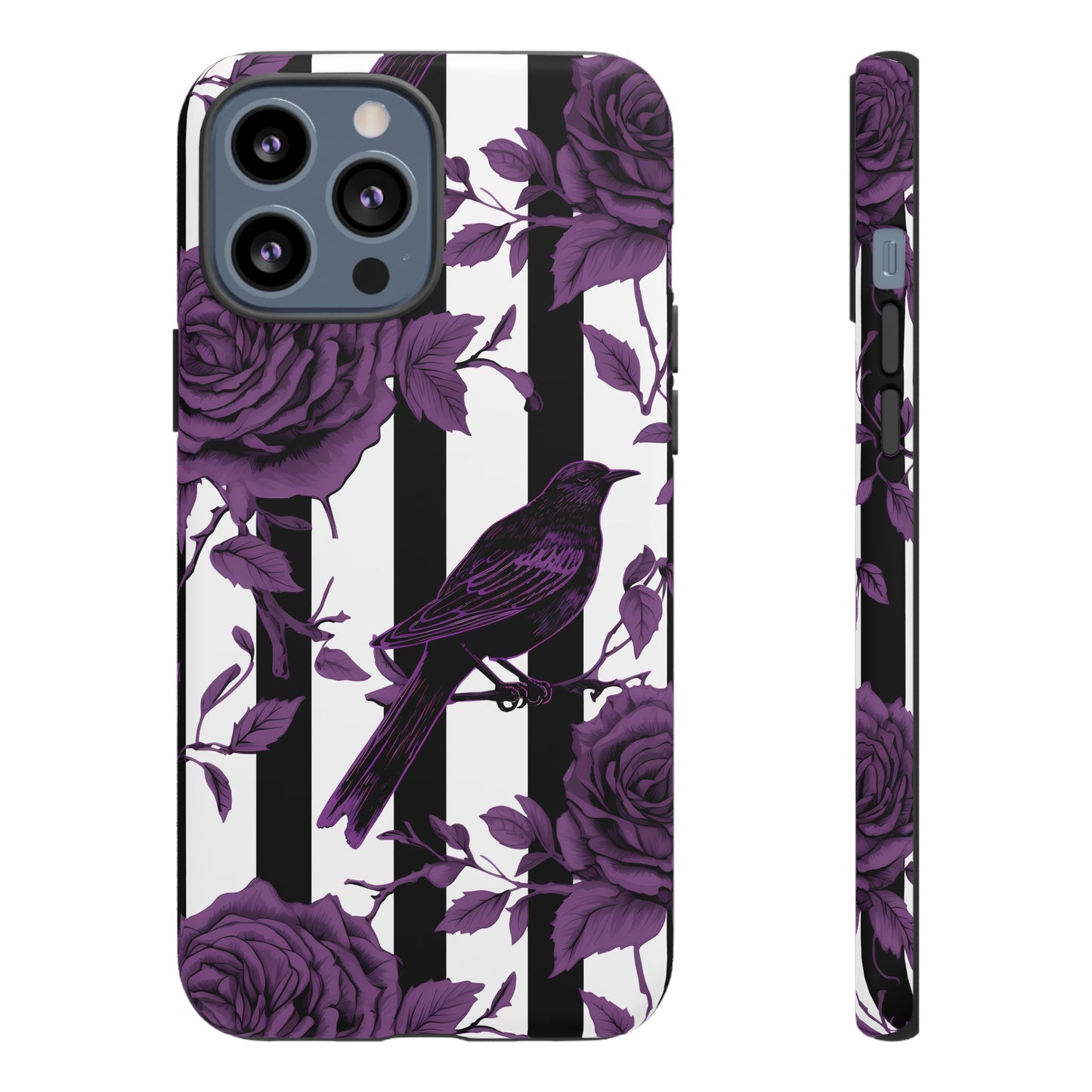 Striped Crows and Roses Tough Cases for iPhone Samsung Google Phones