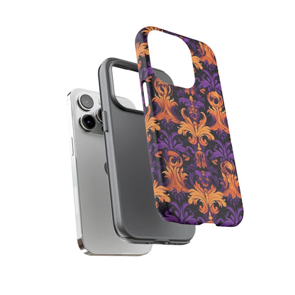 Purple and Orange Damask Tough Case for iPhone Samsung Google Phone