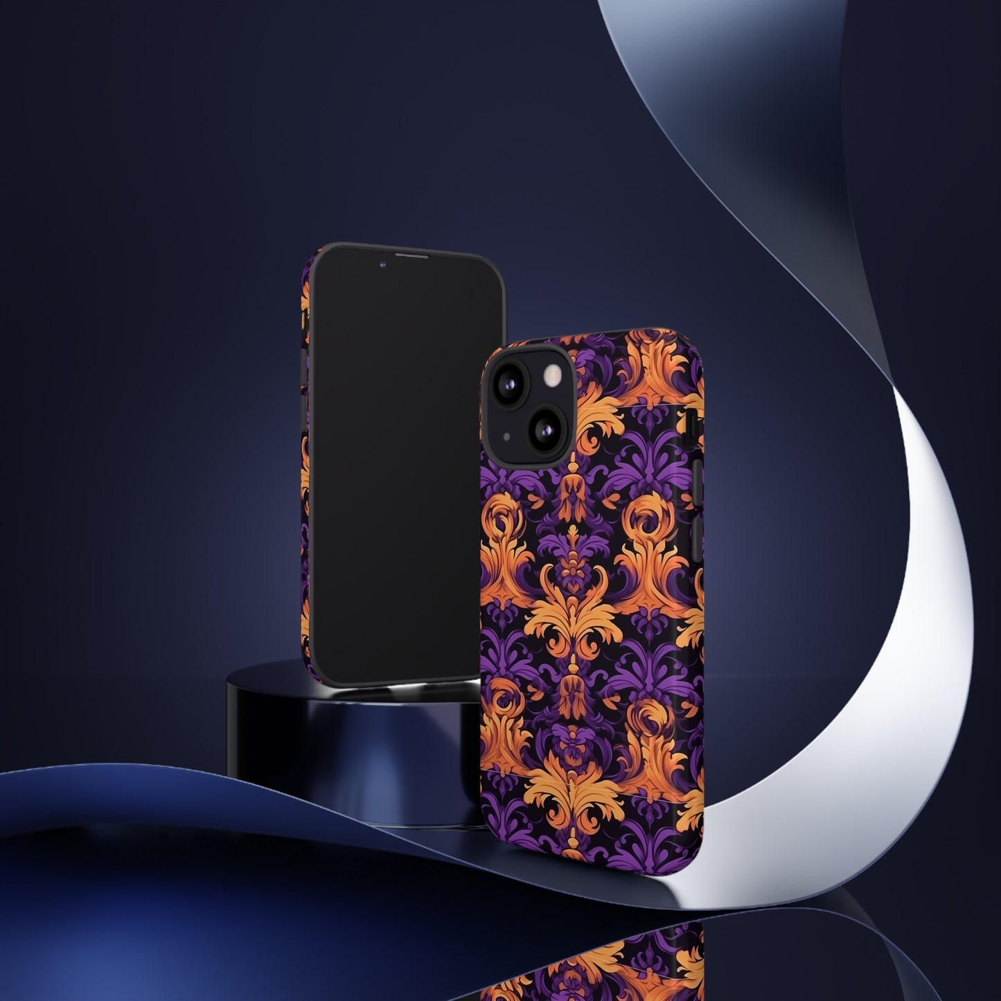 Purple and Orange Damask Tough Case for iPhone Samsung Google Phone