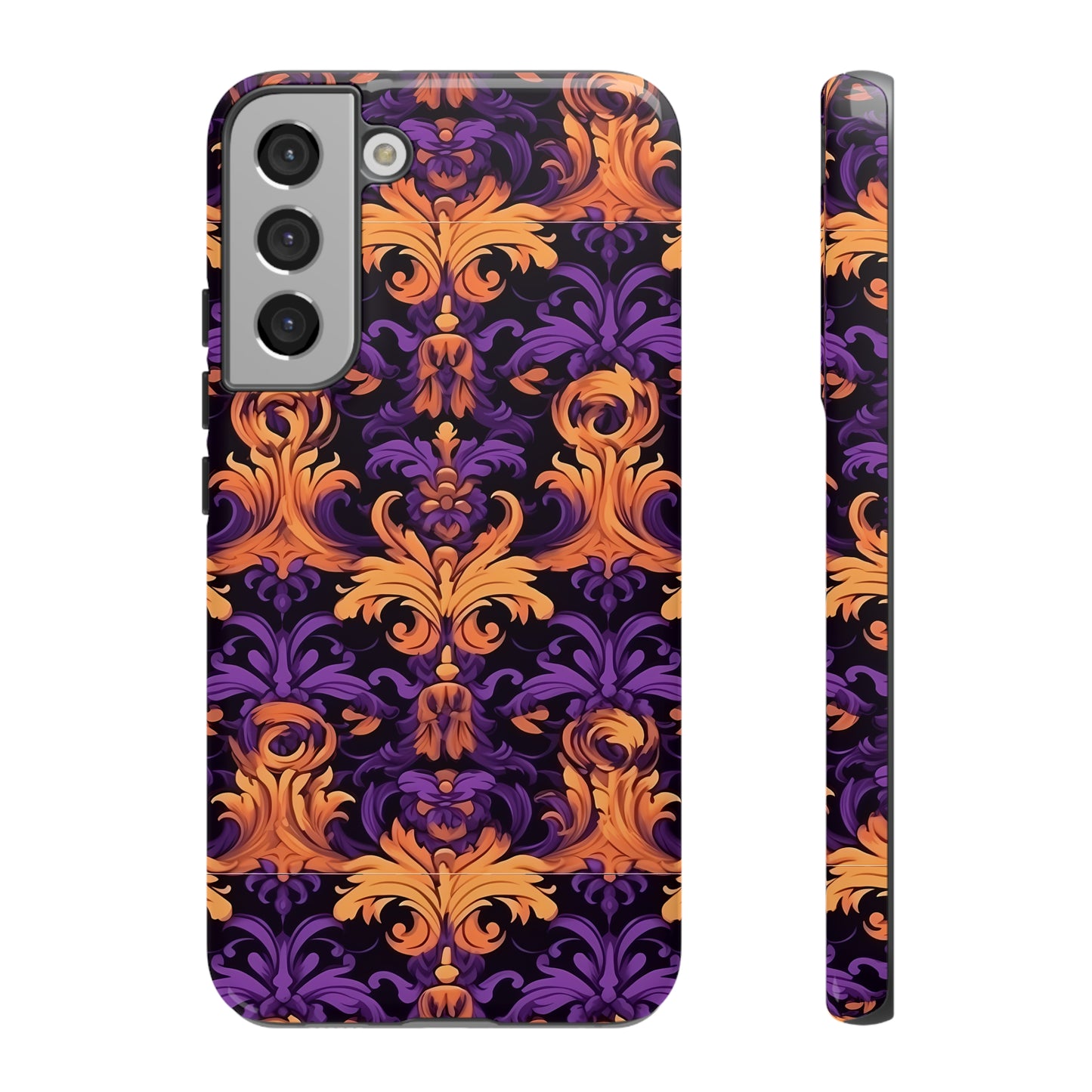 Purple and Orange Damask Tough Case for iPhone Samsung Google Phone