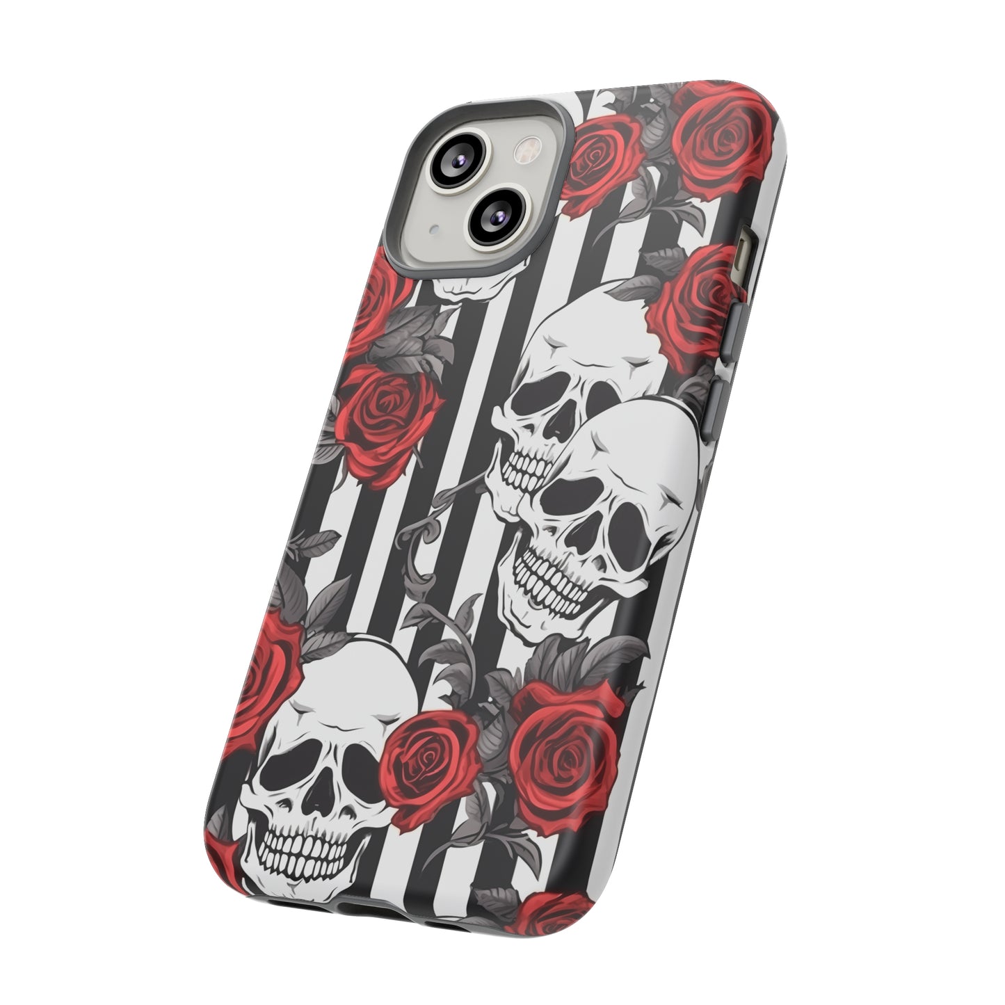 Striped Skulls and Roses Tough Case for iPhone Samsung Google PhonePhone CaseVTZdesignsiPhone 12 MiniMatteAccessoriesGlossygothic