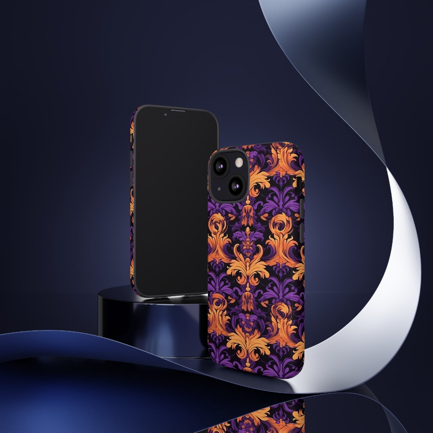 Purple and Orange Damask Tough Case for iPhone Samsung Google Phone