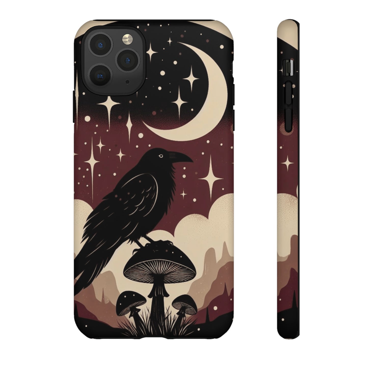 Raven On Mushroom Tough Phone Case For iPhone Samsung GooglePhone CaseVTZdesignsiPhone 11 Pro MaxMatteAccessoriescottage corecottagecore