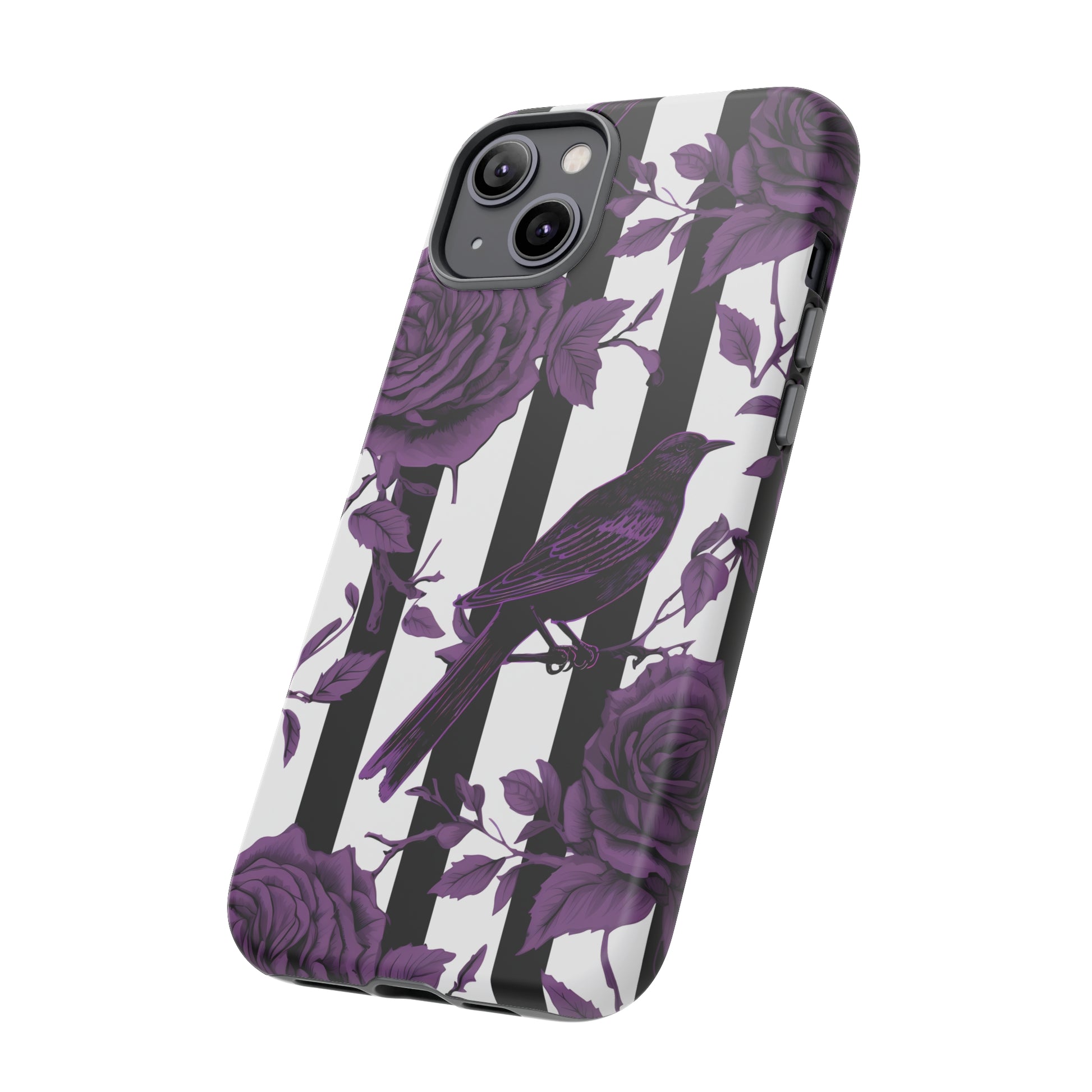 Striped Crows and Roses Tough Cases for iPhone Samsung Google PhonesPhone CaseVTZdesignsGoogle Pixel 7GlossyAccessoriescrowsGlossy