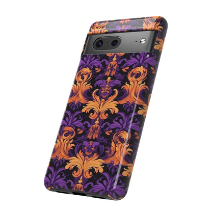 Purple and Orange Damask Tough Case for iPhone Samsung Google Phone