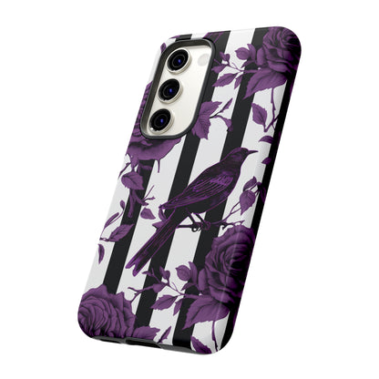Striped Crows and Roses Tough Cases for iPhone Samsung Google Phones
