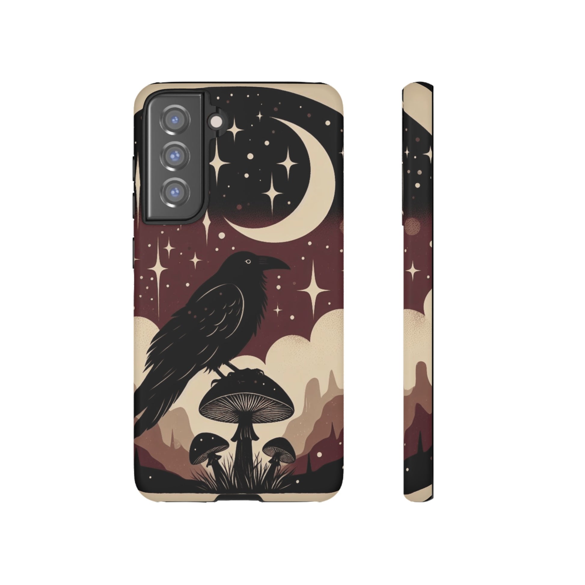 Raven On Mushroom Tough Phone Case For iPhone Samsung GooglePhone CaseVTZdesignsSamsung Galaxy S21 FEMatteAccessoriescottage corecottagecore