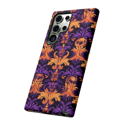 Purple and Orange Damask Tough Case for iPhone Samsung Google Phone