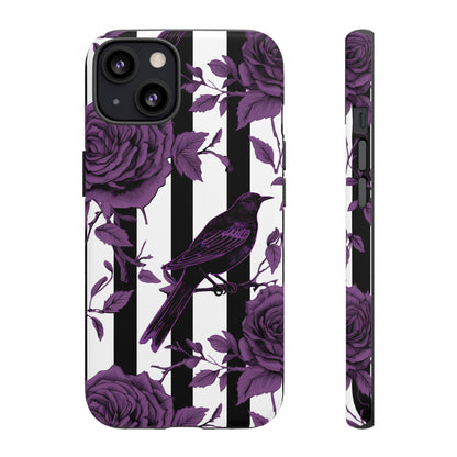 Striped Crows and Roses Tough Cases for iPhone Samsung Google PhonesPhone CaseVTZdesignsiPhone 13MatteAccessoriescrowsGlossy