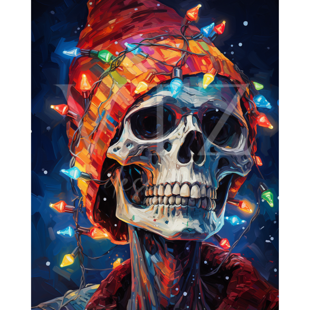 Christmas Skeleton PosterVTZdesigns5″×7″christmaschristmas lightsemo