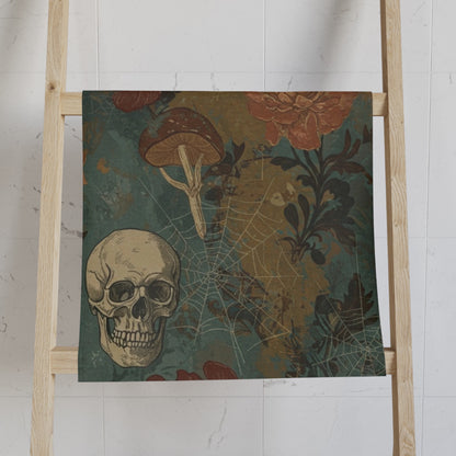 Spiderwebs Skulls and Floral Hand Towel