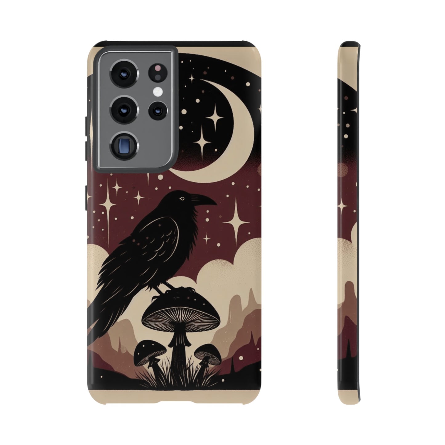 Raven On Mushroom Tough Phone Case For iPhone Samsung GooglePhone CaseVTZdesignsSamsung Galaxy S21 UltraGlossyAccessoriescottage corecottagecore