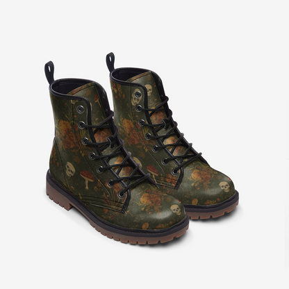 Skulls and Mushrooms Combat Boots
