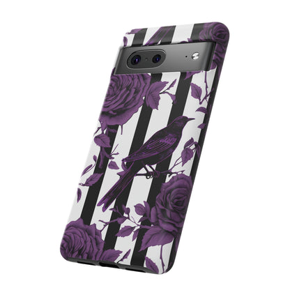 Striped Crows and Roses Tough Cases for iPhone Samsung Google Phones