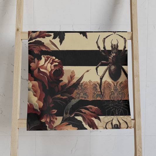 Floral Stripes and Spiders Hand Towel
