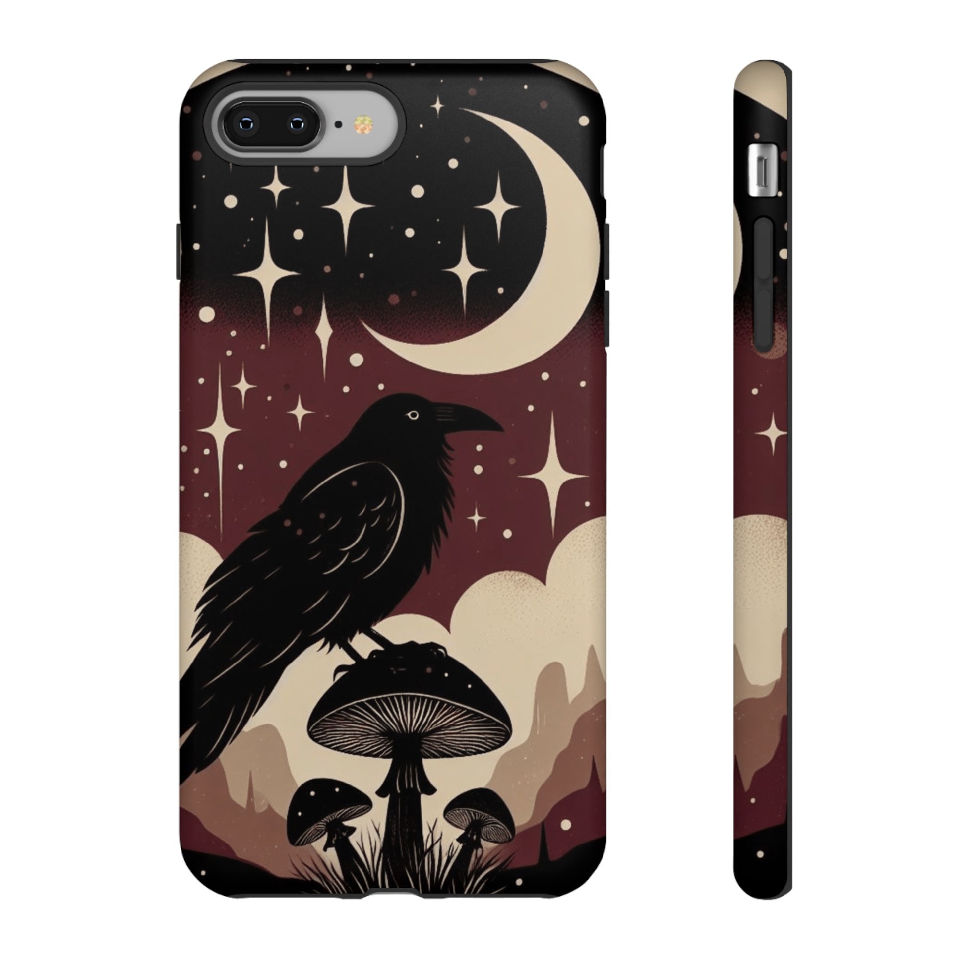 Raven On Mushroom Tough Phone Case For iPhone Samsung GooglePhone CaseVTZdesignsiPhone 8 PlusMatteAccessoriescottage corecottagecore