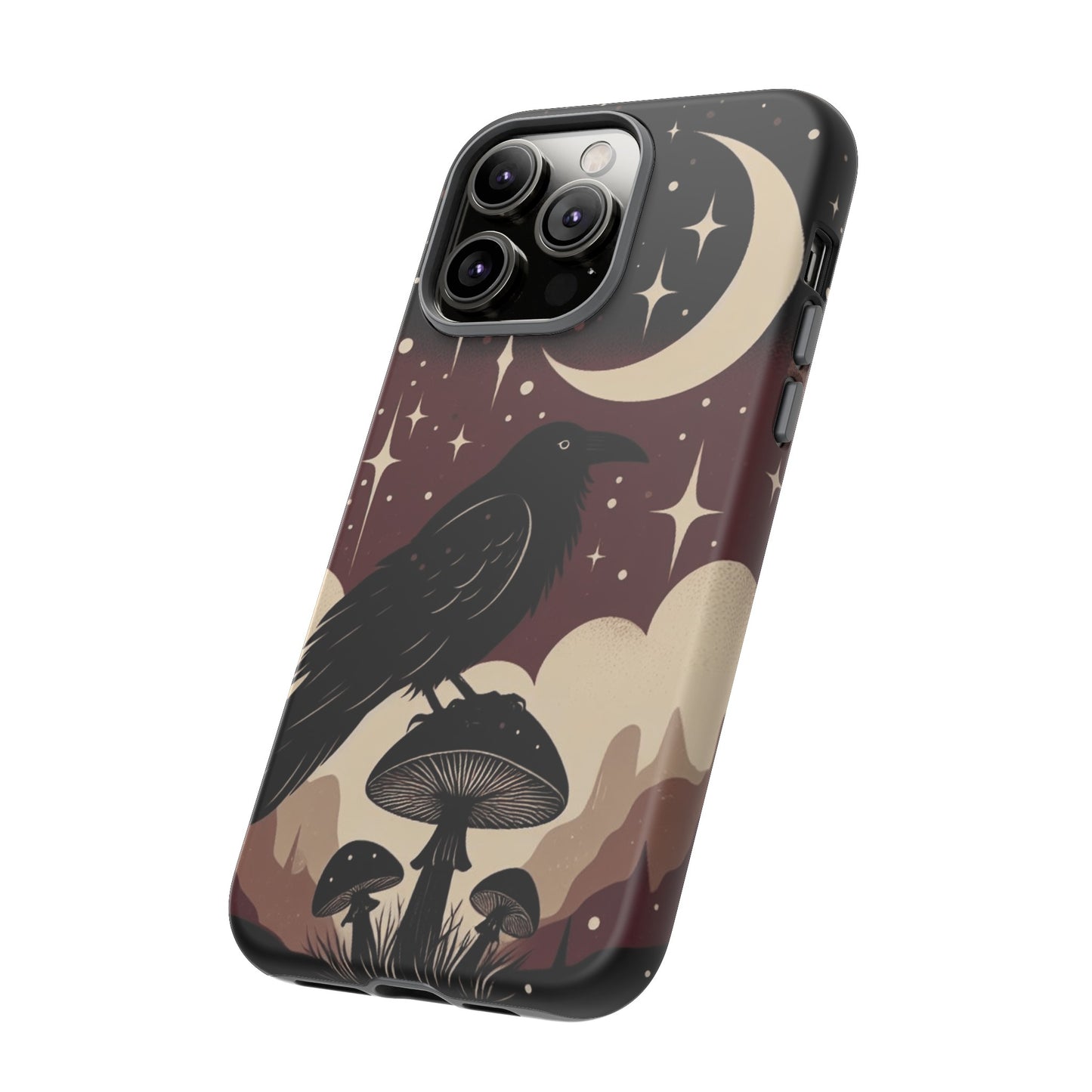 Raven On Mushroom Tough Phone Case For iPhone Samsung Google