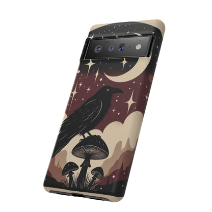 Raven On Mushroom Tough Phone Case For iPhone Samsung Google