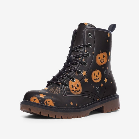 Pumpkins and Spiderwebs Casual Leather Lightweight Boots