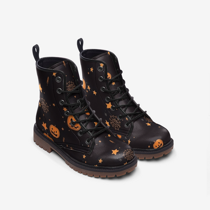 Pumpkins and Spiderwebs Casual Leather Lightweight Boots