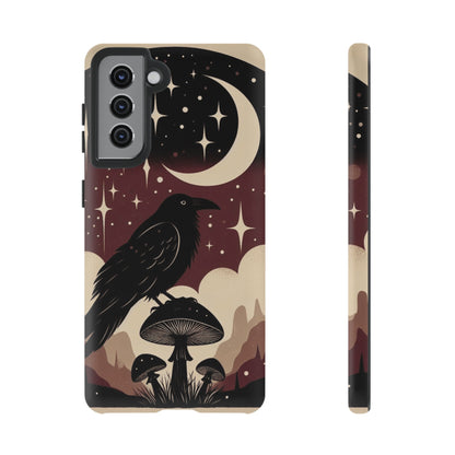 Raven On Mushroom Tough Phone Case For iPhone Samsung GooglePhone CaseVTZdesignsSamsung Galaxy S21MatteAccessoriescottage corecottagecore