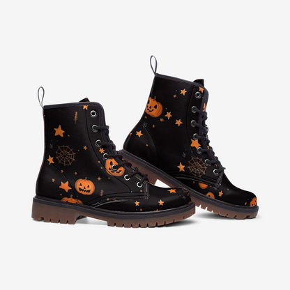 Pumpkins and Spiderwebs Casual Leather Lightweight Boots