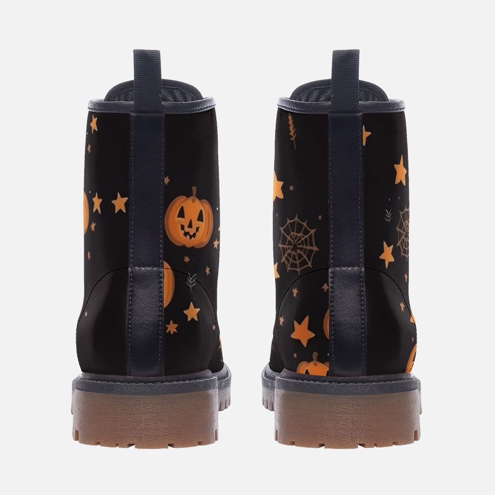 Pumpkins and Spiderwebs Casual Leather Lightweight Boots
