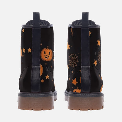 Pumpkins and Spiderwebs Casual Leather Lightweight Boots