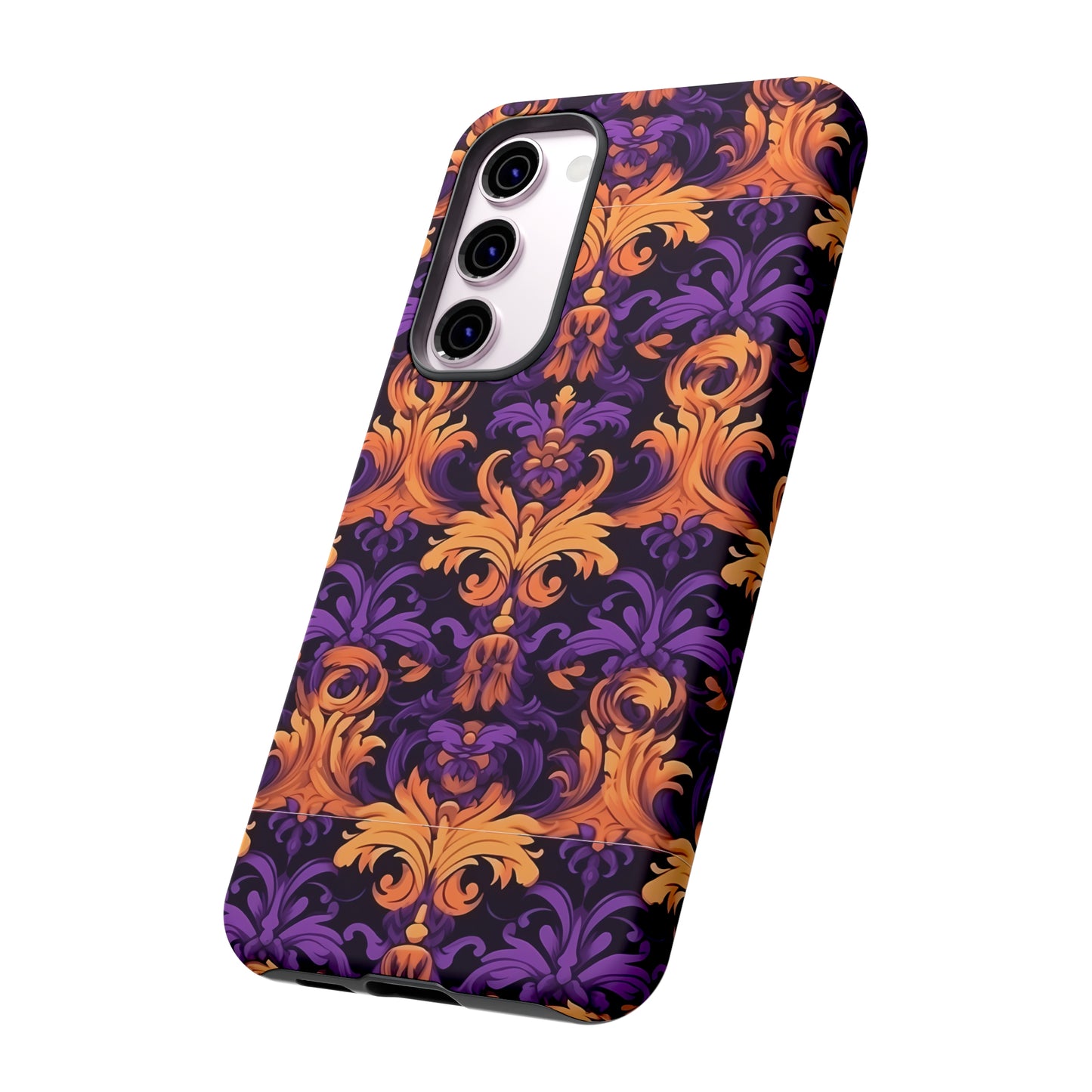 Purple and Orange Damask Tough Case for iPhone Samsung Google Phone